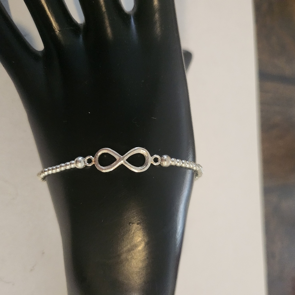 925 Sterling Silver Beaded Infinity Bracelet